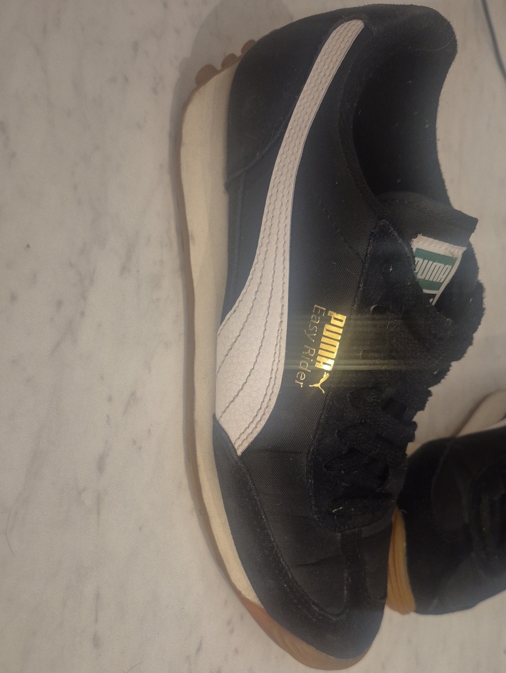 Puma Black Sneakers with White Formstrip and Gold Logo